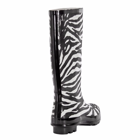 Rubber Rain Boots, Women's 14"  Wellies, Zebra Design Rainboots - Picture 3 of 4
